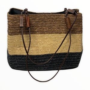 Vintage Striped Wicker Bag